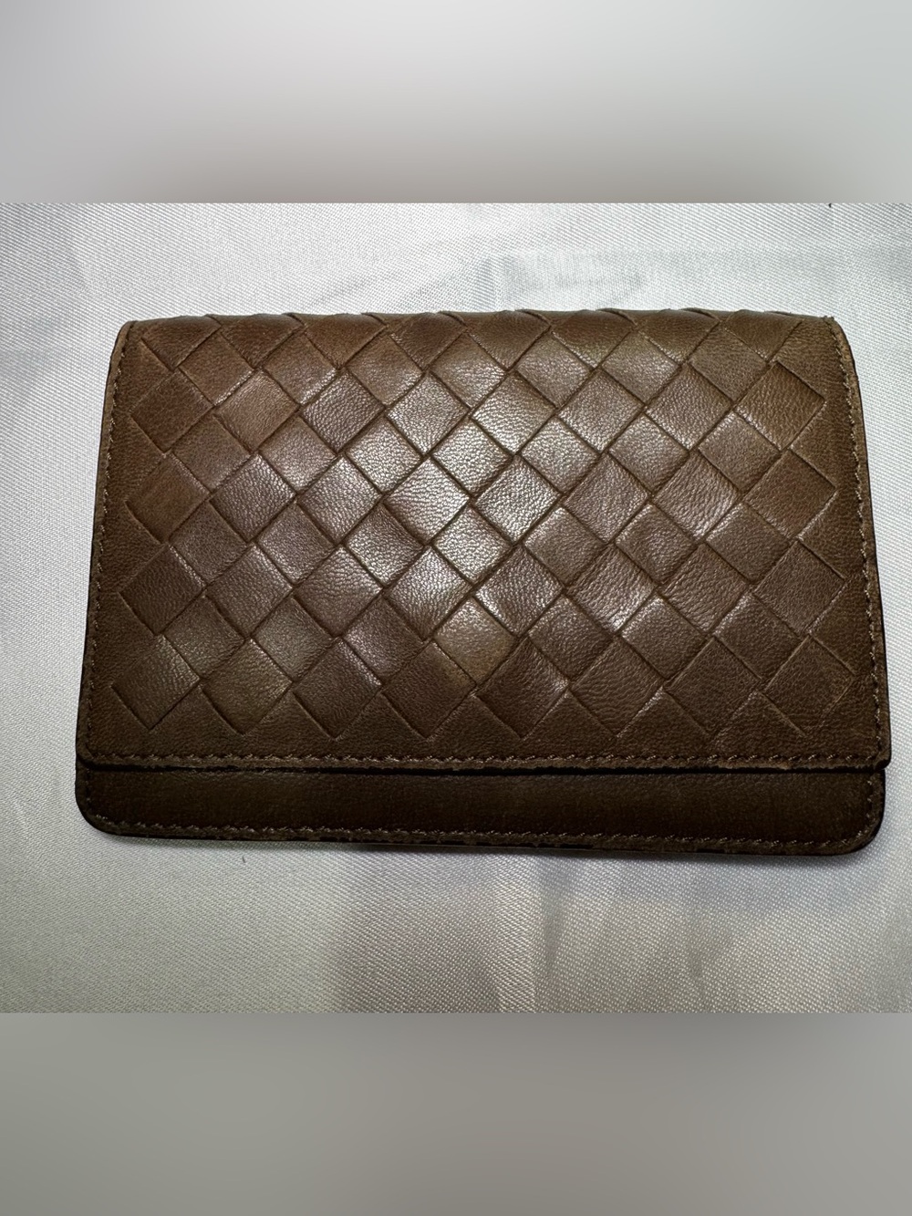 Bottega Veneta Inverted Card Case Holder Brown Pre-owned
